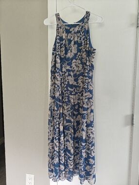 Tommy Hilfiger Blue and Ivory Floral Maxi Dress